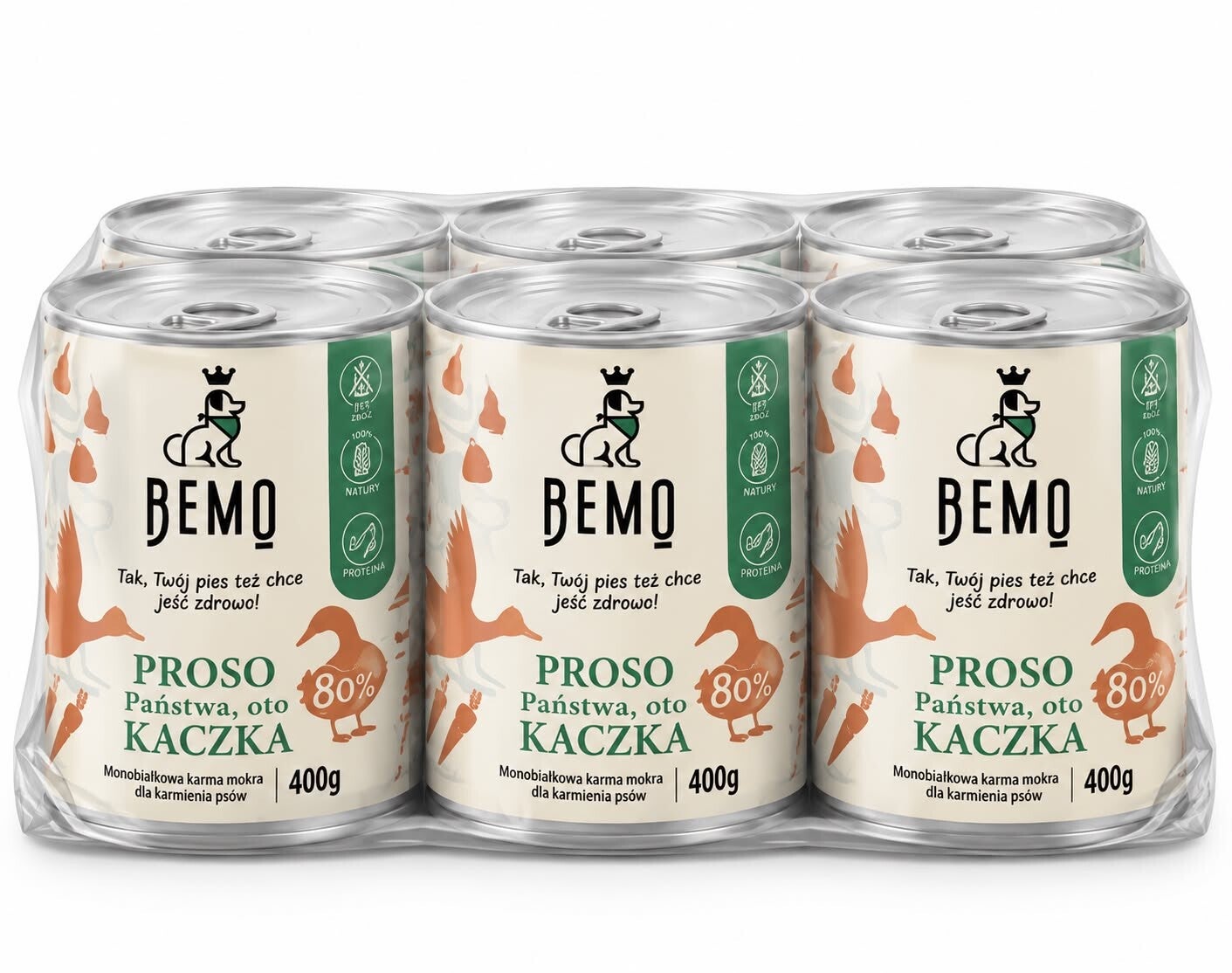 6 x 400g. Bemo Mono-Eiwit nat Hondenvoer Eend&Gierst