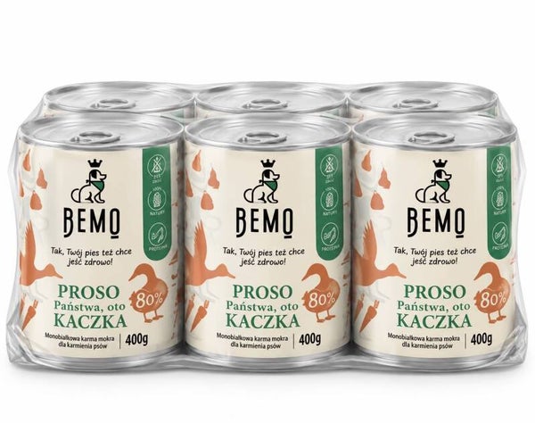 6 x 400g. Bemo Mono-Eiwit nat Hondenvoer Eend&Gierst