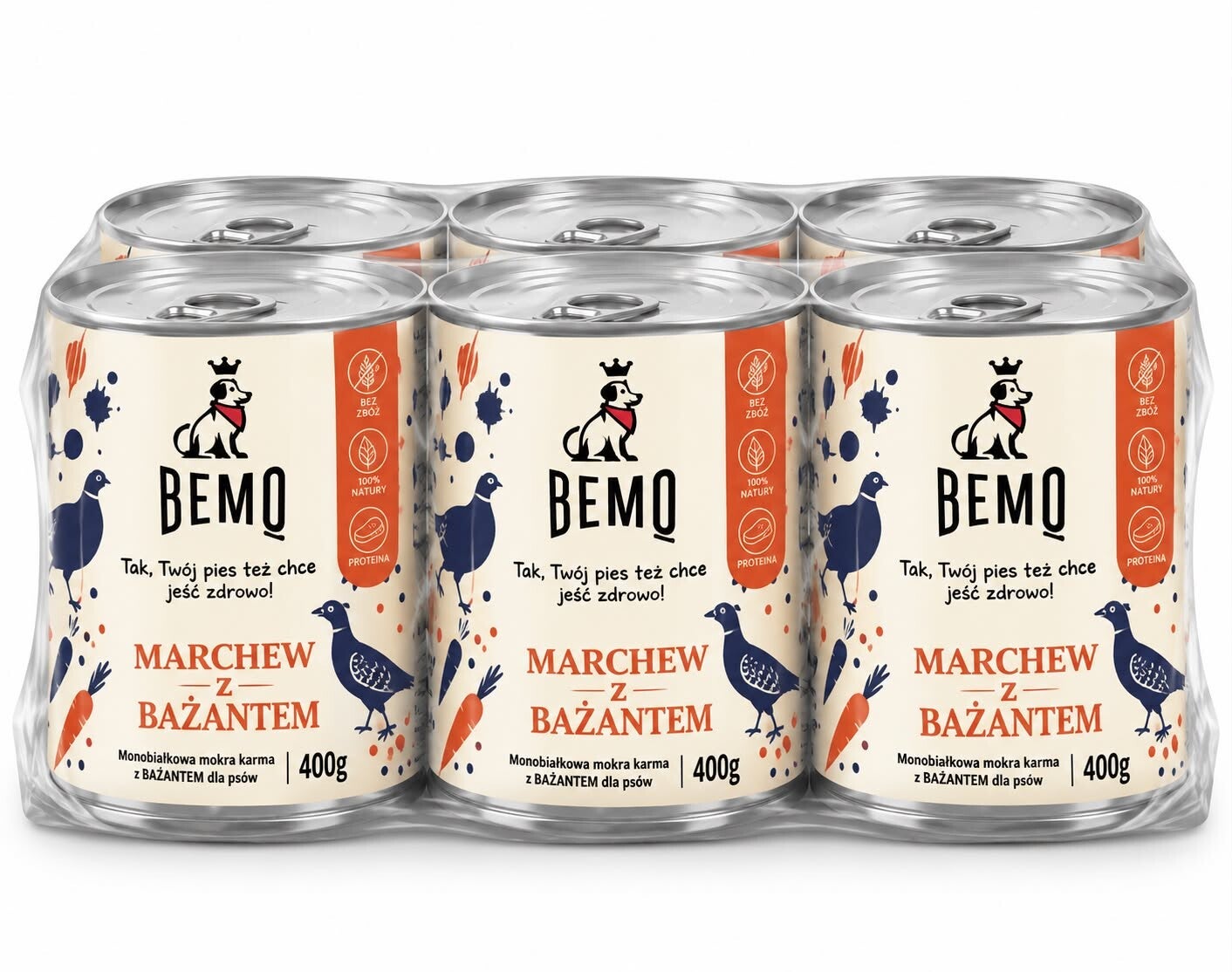 6 x 400g. Bemo Mono-Eiwit nat Hondenvoer Fazant&Wortelen