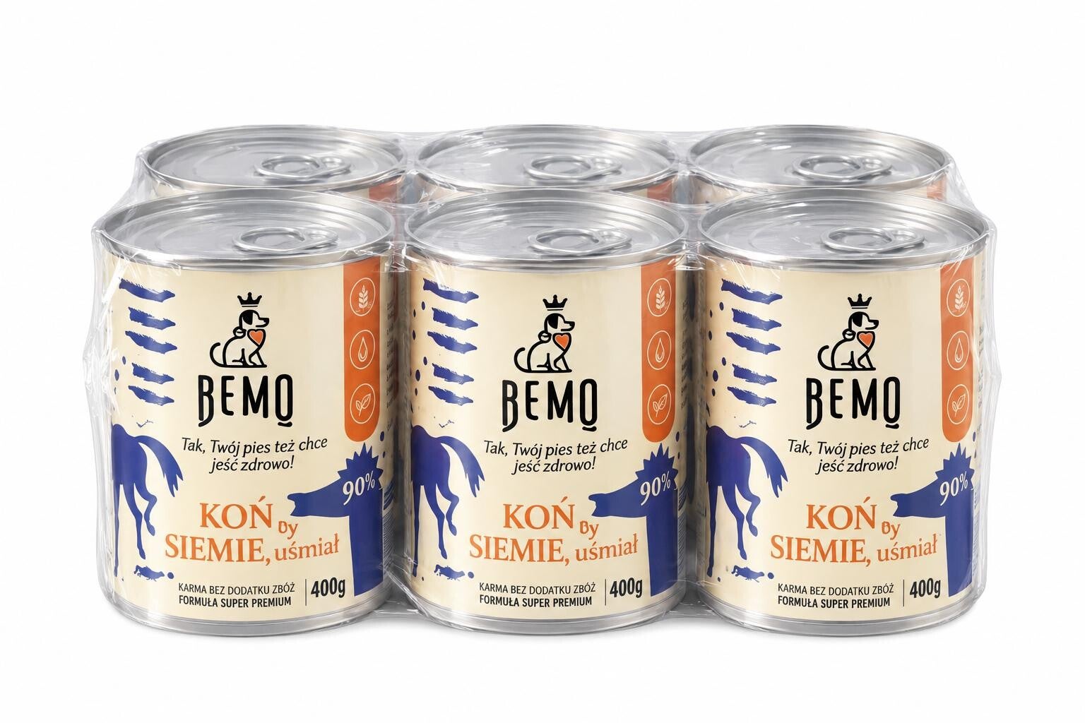6 x 400g. Bemo Mono-Eiwit nat Hondenvoer Paardenvlees&Lijnzaad
