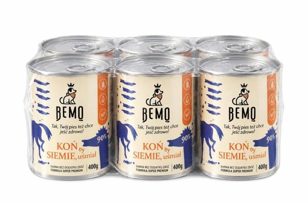 6 x 400g. Bemo Mono-Eiwit nat Hondenvoer Paardenvlees&Lijnzaad