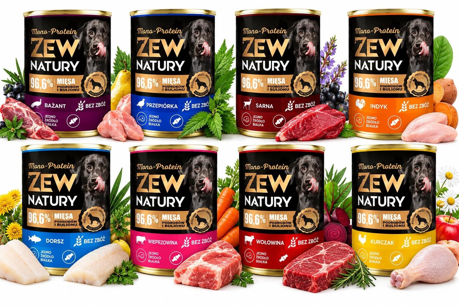 8 x 400g . Mix Van 8 Smaken Zew Natury Mono-Protein