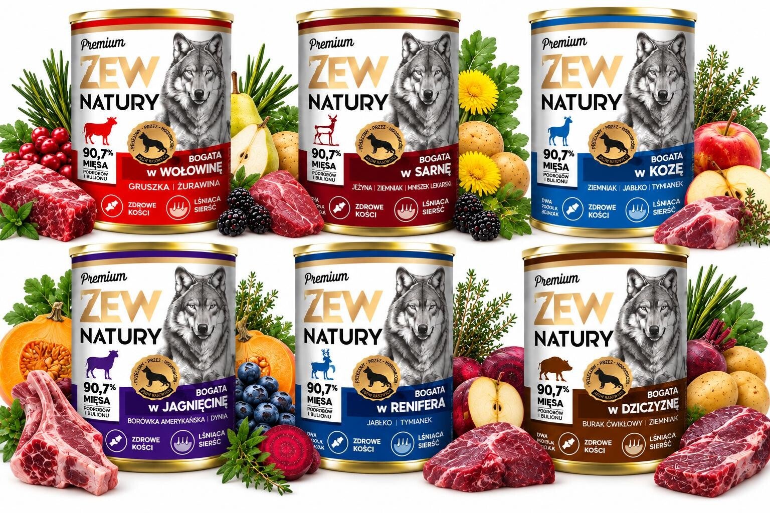 6 x 400g . Mix Van 6 Smaken Zew Natury Premium