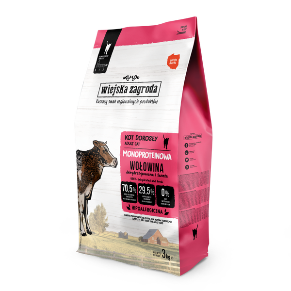 Wiejska Zagroda Droogvoer voor katten  Monoproteïne Rundvlees (volwassen) 3 kg