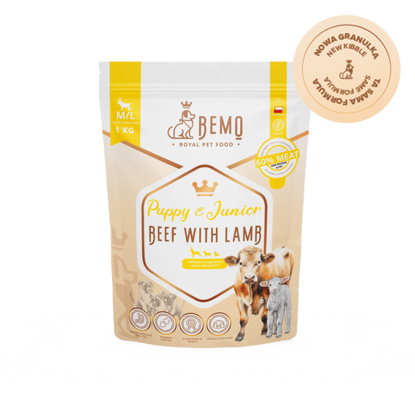 1kg. Bemo droog Hondenvoer Rund met Lam Puppy