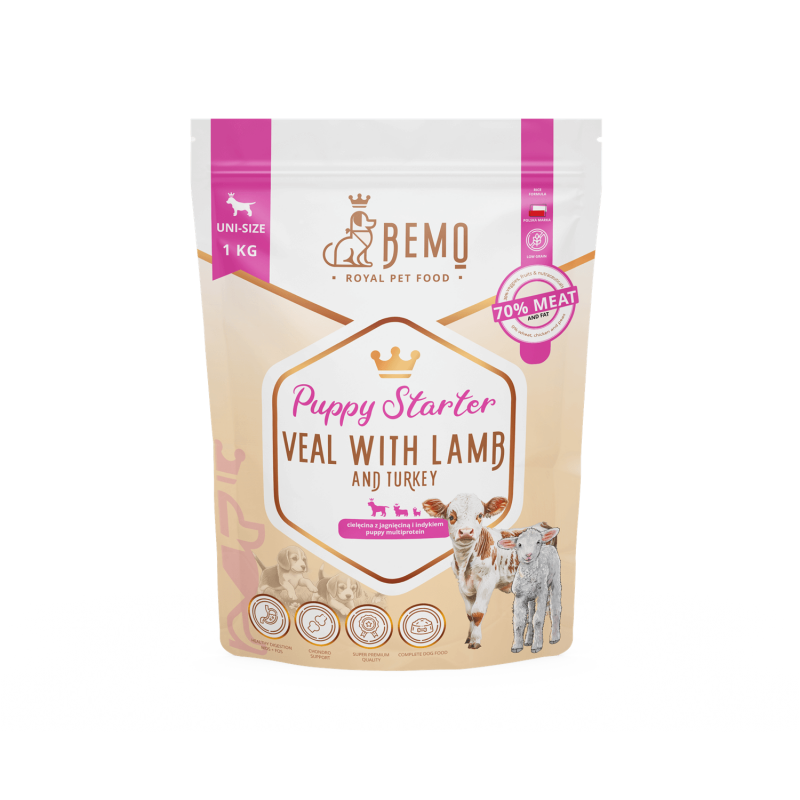 1kg. Bemo Puppy Starter - Volledig Droogvoer voor Puppy's en Drachtige Teven