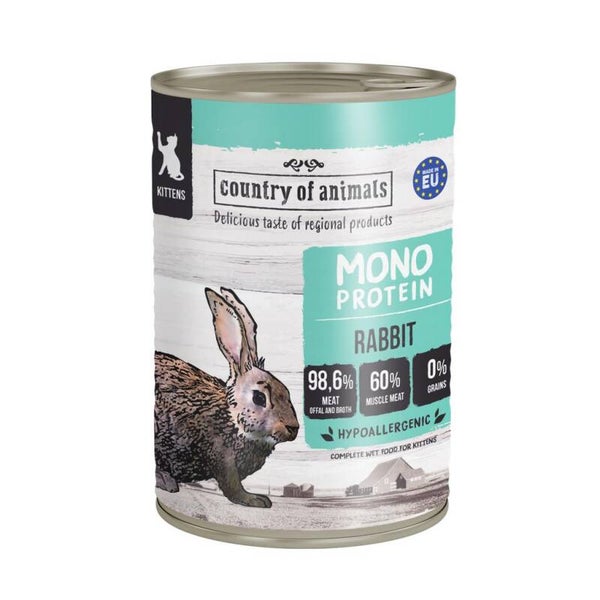 400g. Wiejska Zagroda nat Kattenvoer Konijn voor Kittens Mono-Eiwit