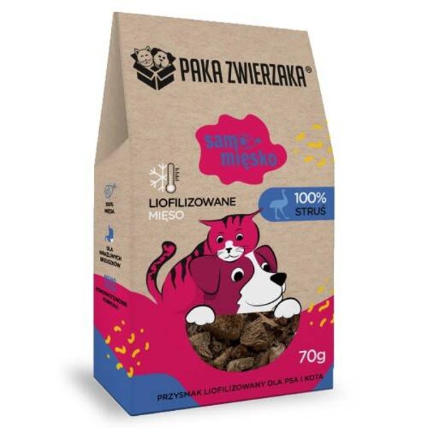 70g. Paka Zwierzaka, Gefreeze-dried treat Alleen Vlees Struisvogel
