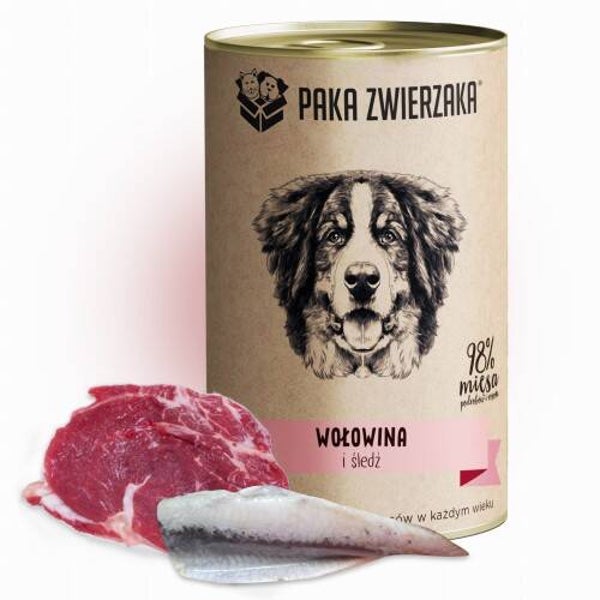 400g. Paka Zwierzaka nat Hondenvoer Rund&Haring