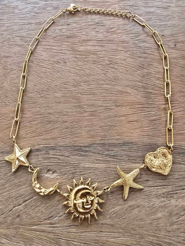 Zon Maan Ster Hart ketting Zomer