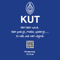 KUT sticker campagne in Antwerpen café wc-deur – uit het boek KUT GENOEG