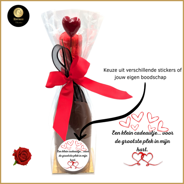 Liefdesvolle chocolade fles
