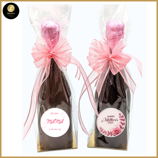 Champagnefles in chocolade – Moederdag & personaliseerbaar