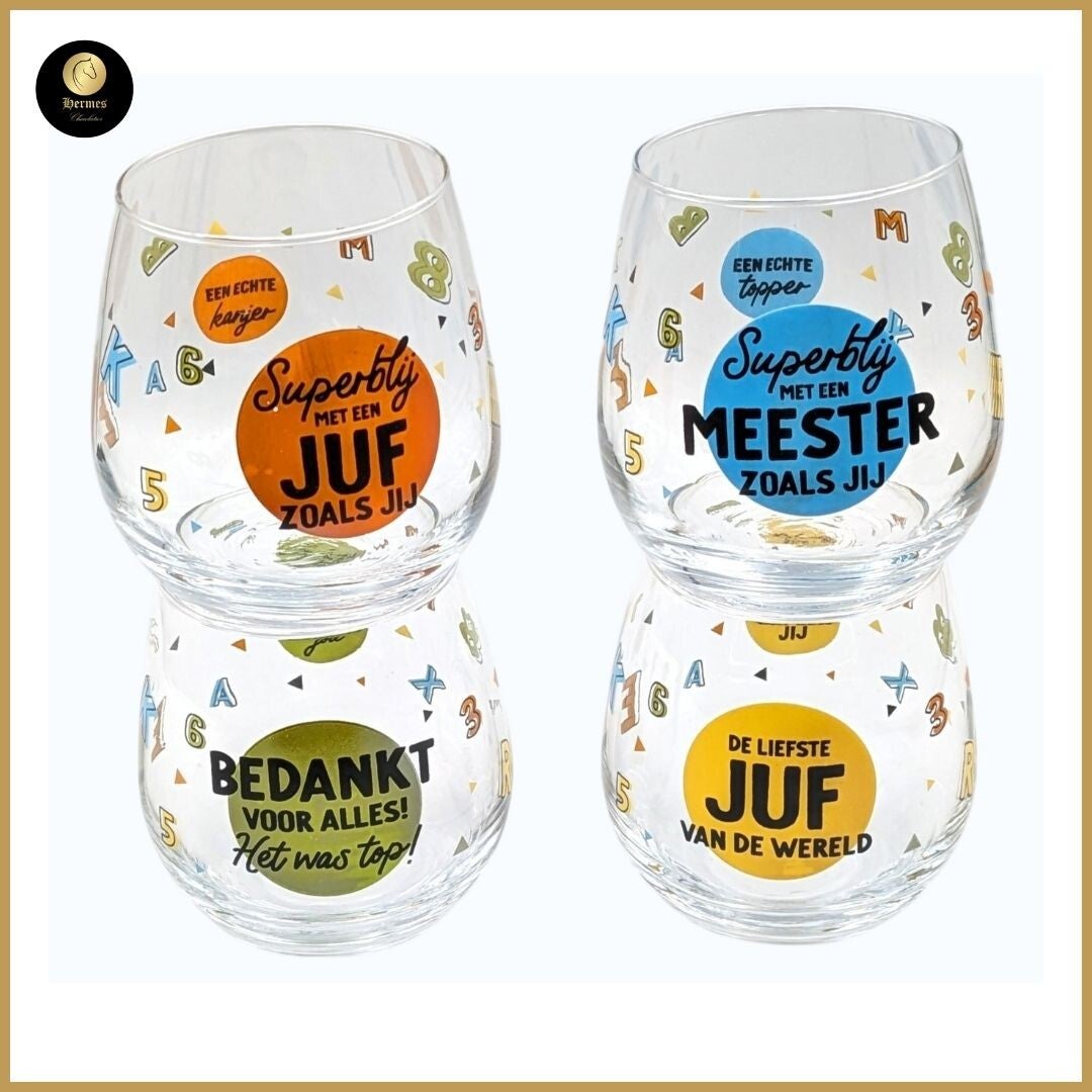 Waterglazen JUF/Meester vanaf