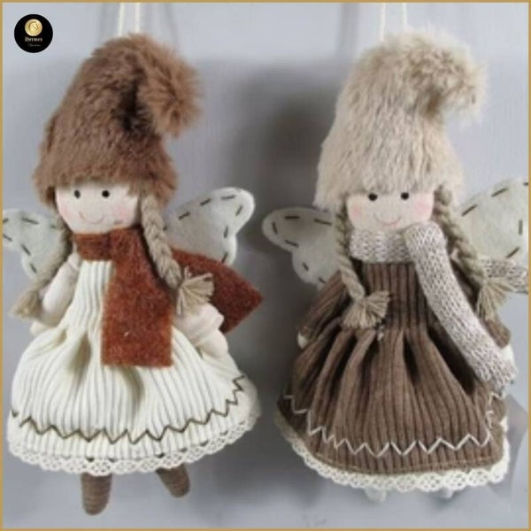 Hangende engeltjes beige/bruin 21cm