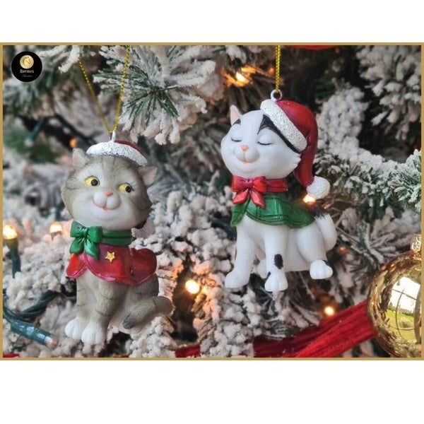 Kerstkatjes hangertjes 8,5cm