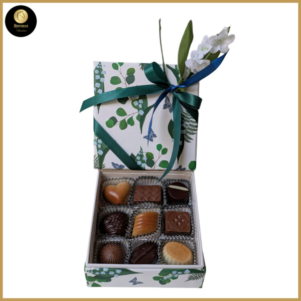 Geschenkdoos vierkant  9 pralines