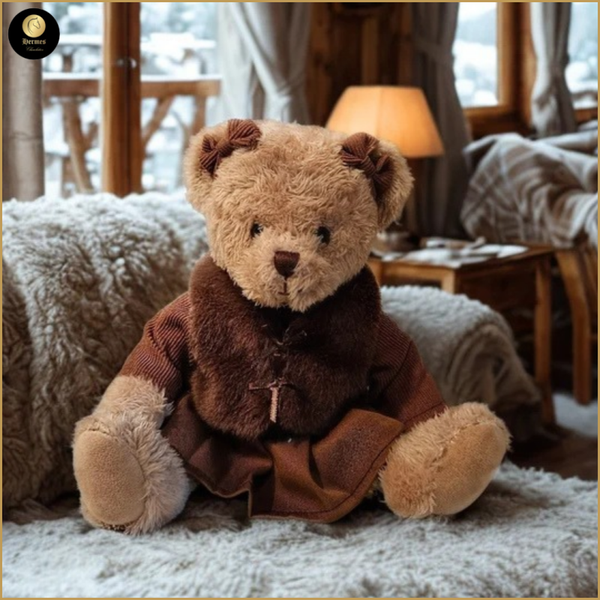 Meisjesbeer bruine outfit, fluffy jas 30cm