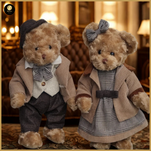 Koppel beren met vintage outfit 35cm