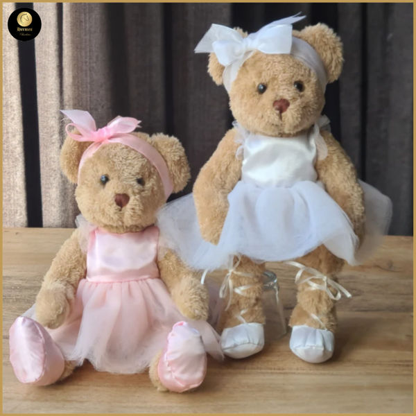 Meisjesbeer ballerina, wit 30cm