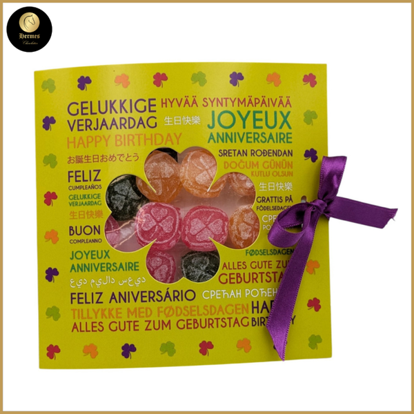Verjaardagskaart met geluksnoepjes