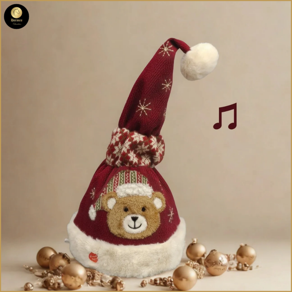 Muzikale kerstmuts met beertje 43cm