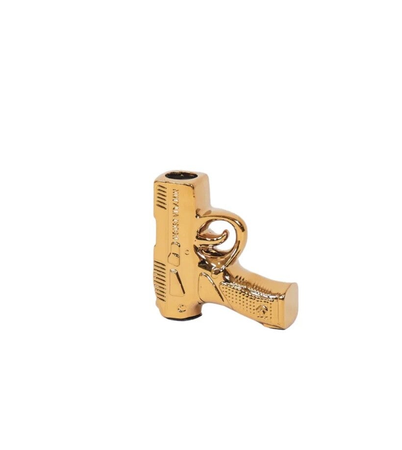 Vaas - pistool - keramiek - goud - 12x5x12cm