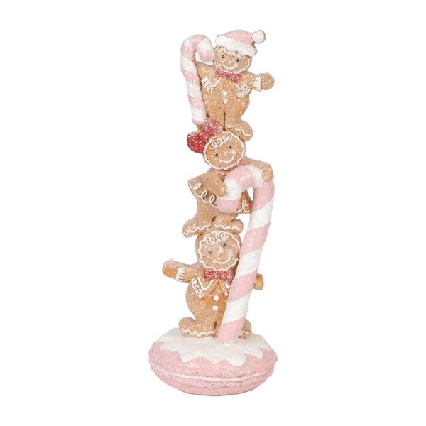 Clayre & Eef Kerstdecoratie Beeld Gingerbread man 10x10x27 cm Bruin Kunststof