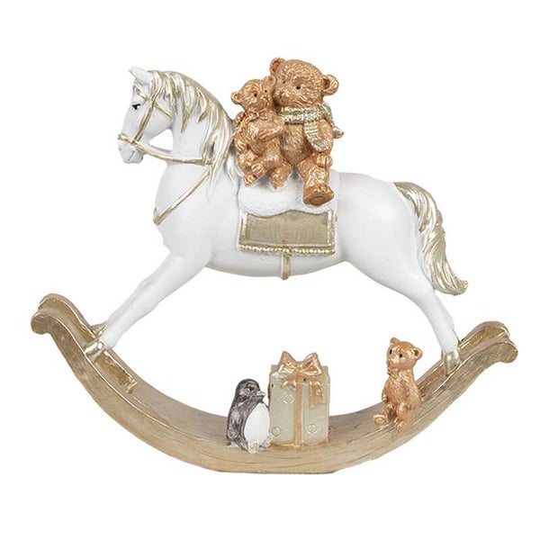 Clayre & Eef Beeld Hobbelpaard 15 cm Wit Kunststof