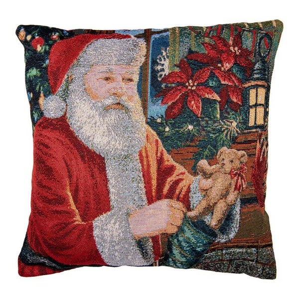 Clayre & Eef Kussenhoes 44x44 cm Rood Polyester Vierkant Kerstman