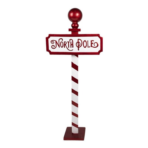 Clayre & Eef Kerst Tekstbord Sign 46x18x110 cm Rood Wit Metaal