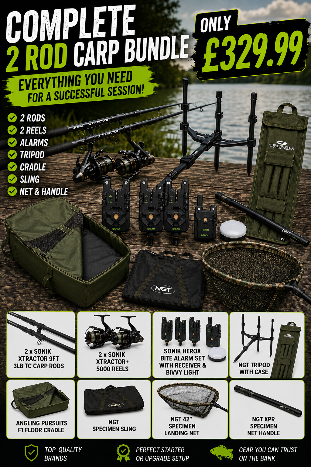 SONIK Xtractor 2 Rod Complete Carp Bundle