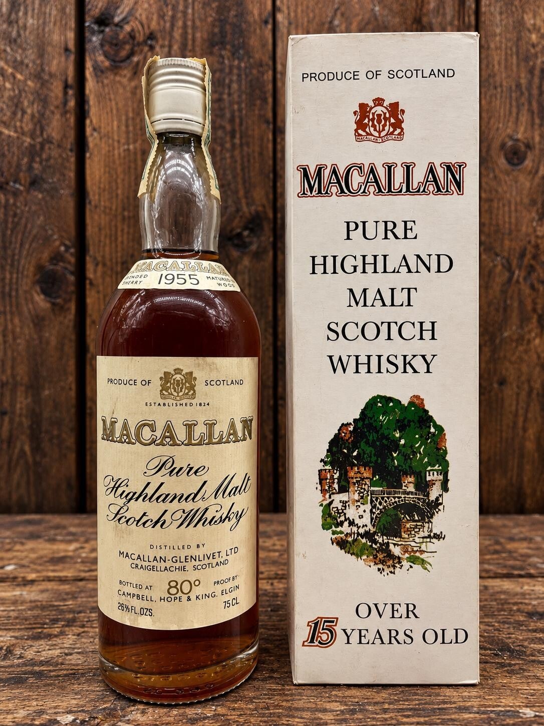 Macallan 1955 80° Proof  Over 15 Years Old