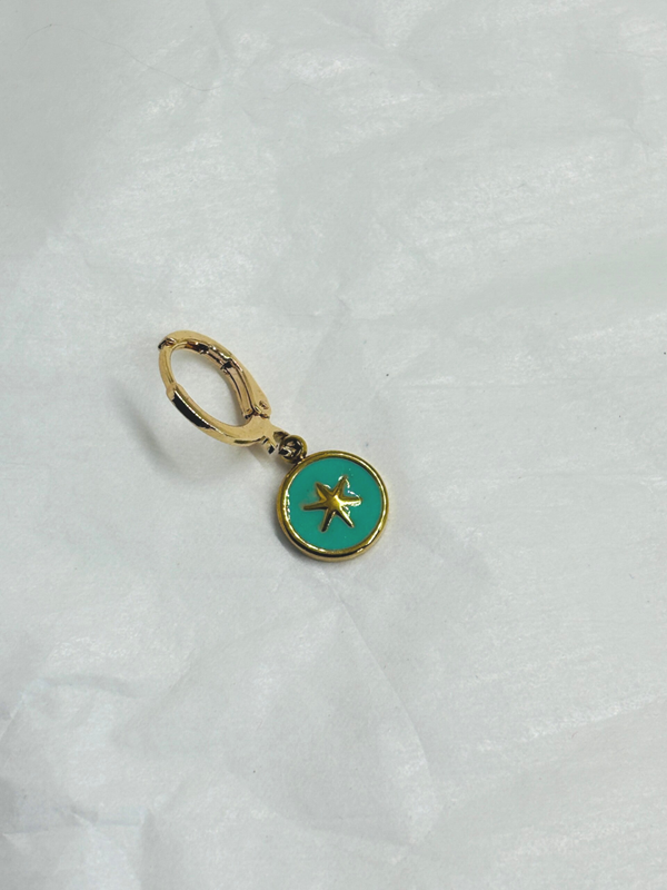 Oorbel rondje met sterretje, groen