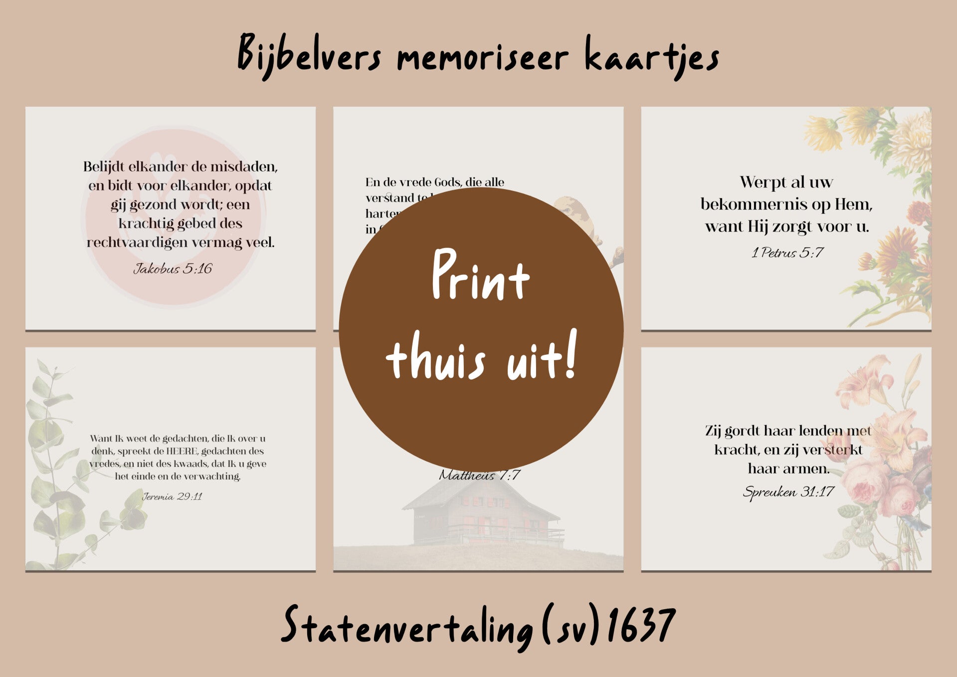 ✨ Bijbelvers Memoriseerkaartjes – Print & Bewaar Gods Woord Dichtbij - (1 dubbel kaartje)