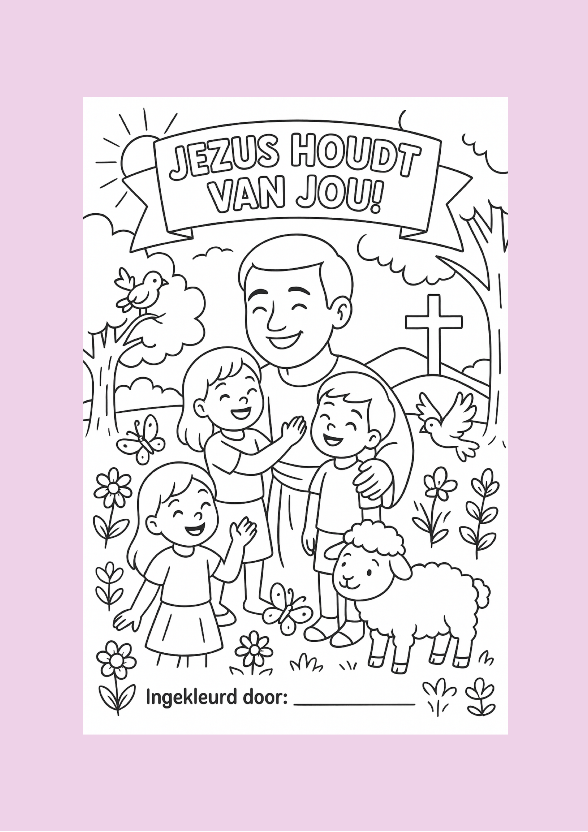 Zomerkleurplaat voor Kinderen – Printable Bijbelse Tekening met Jezus