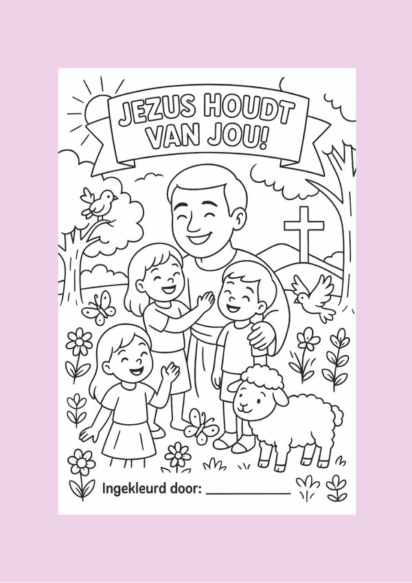 Zomerkleurplaat voor Kinderen – Printable Bijbelse Tekening met Jezus
