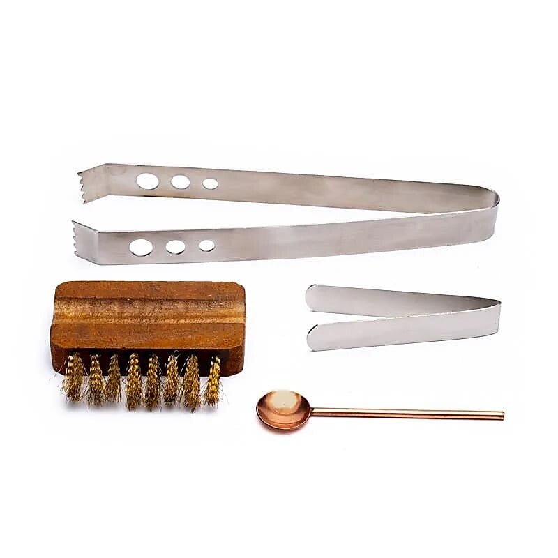 Räucherzubehör Set aus Pinsel, Löffel, 2 Zangen