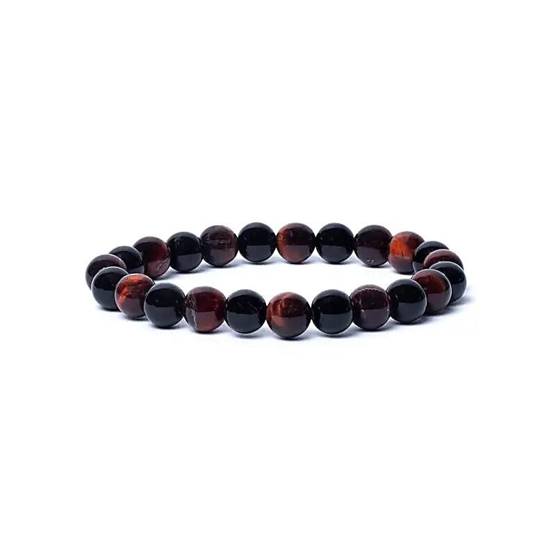 Armband schwarzer Onyx - rotes Tigerauge