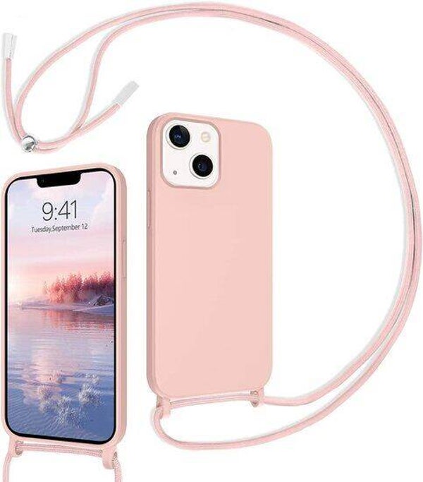 Silicone met Koord - 2mm - iPhone 13 Pro Max - Roze