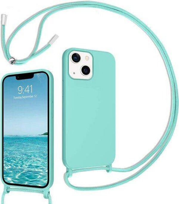 Silicone met Koord - 2mm - iPhone 13 Mini - Turqouise