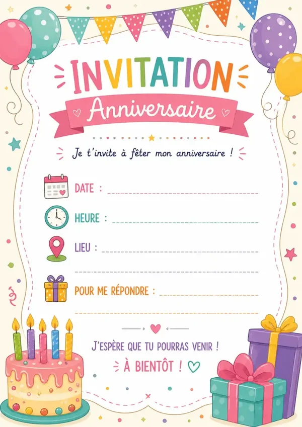 Invitations anniversaire et autre