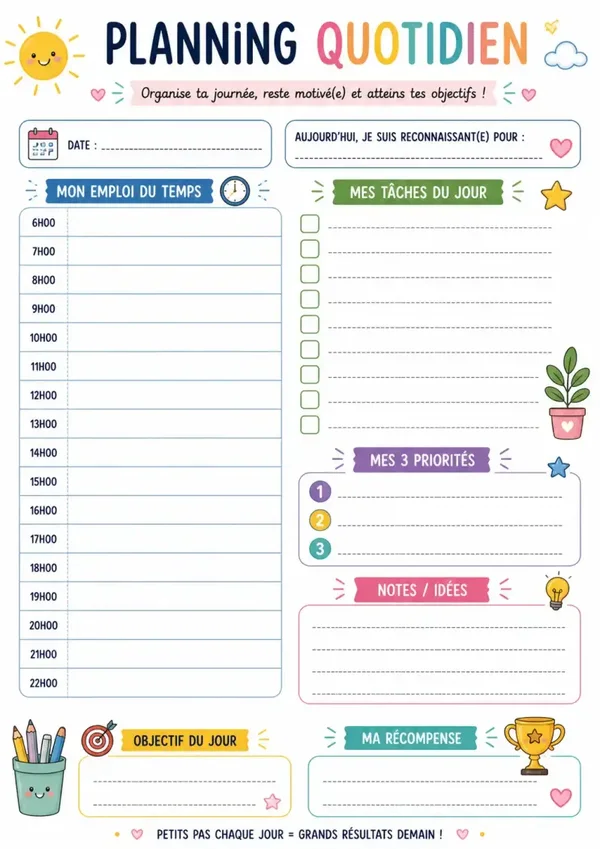 Planning quotidien