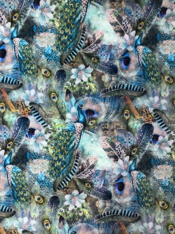 Velvet stof pauw 140 cm hoog / breed