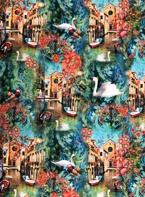 Velvet stof Venetië 140 cm hoog / breed