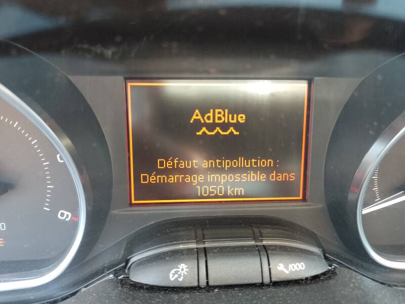 Défaut AdBlue urée urea compte à rebours 