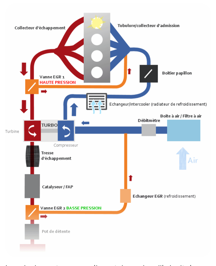 Emplacement vanne EGR HP et BP