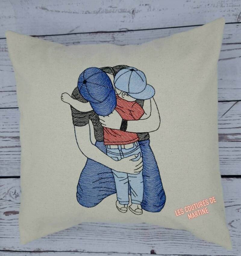Housse de coussin papa et son fils