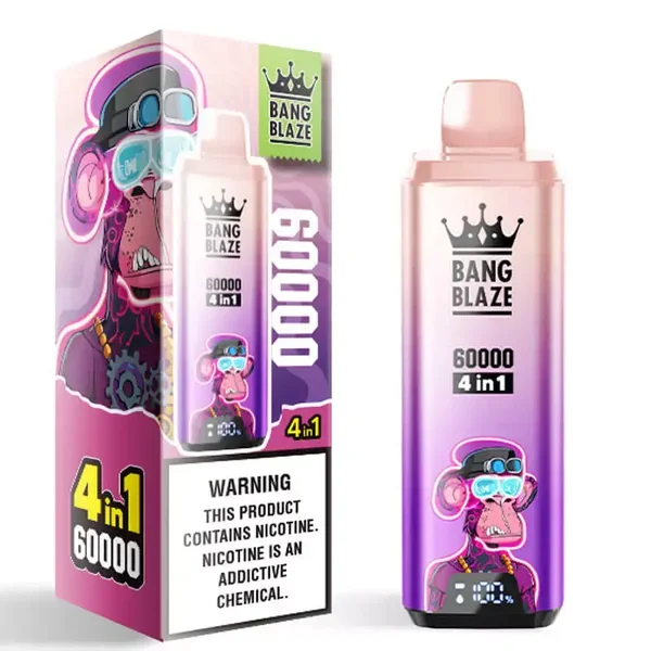 Bang Blaze 60k Puffs 4 in 1 Function Smart Screen Blueberrry Raspberry & Grape Ice & Berry Ice & Aloe Mango Melon