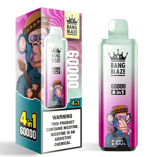 Bang Blaze 60k Puffs 4 in 1 Function Smart Screen Strawberry Watermelon & Black Ice & Thirteen Melon & Cranberry Grape